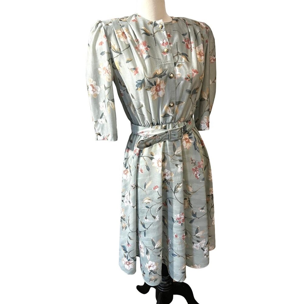 Vintage Cottage Core Floral Seventies Midi Dress Sz 12 Petite by California Look - Picture 1 of 13